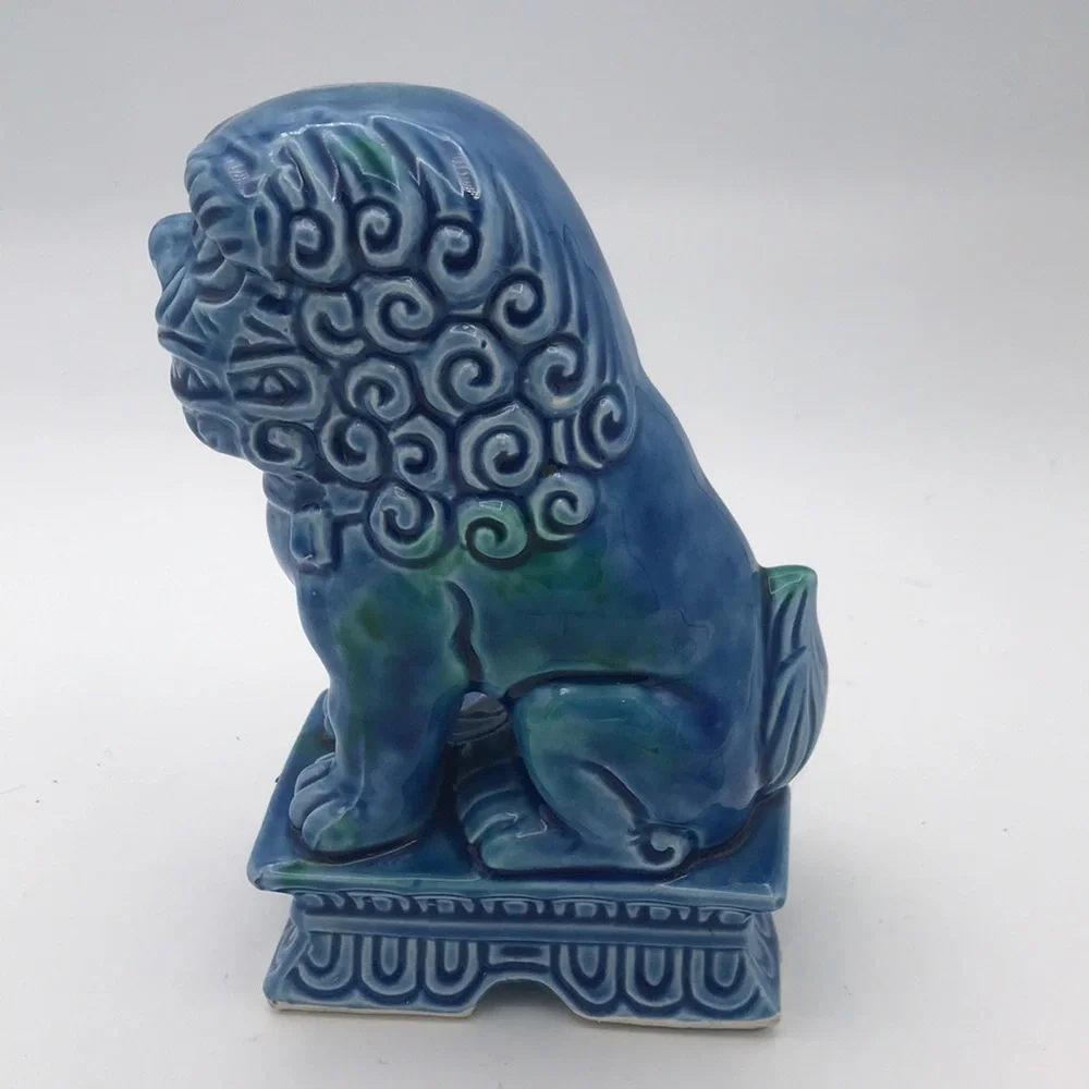 VTG Mid 20th Century Foo Dog Turquoise Glazed Porcelain Made in Japan - Picture 5 of 13